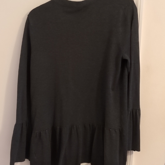 Elegant Charcoal Open Front Cardigan - Picture 2 of 5